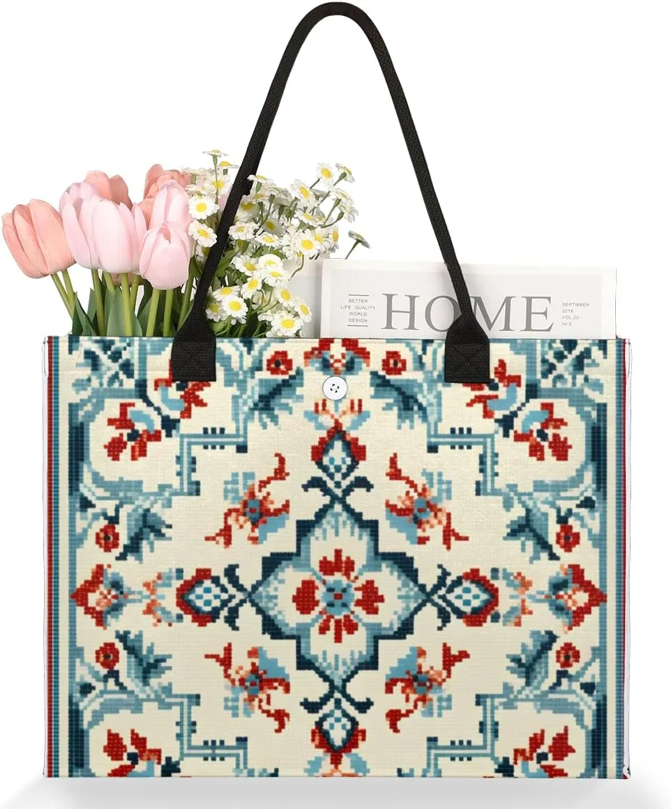 QsirBC Interesting Abstractions Decor Tote Bag for Women Shoulder Bags with Pockets Handbags Purses Large Totes