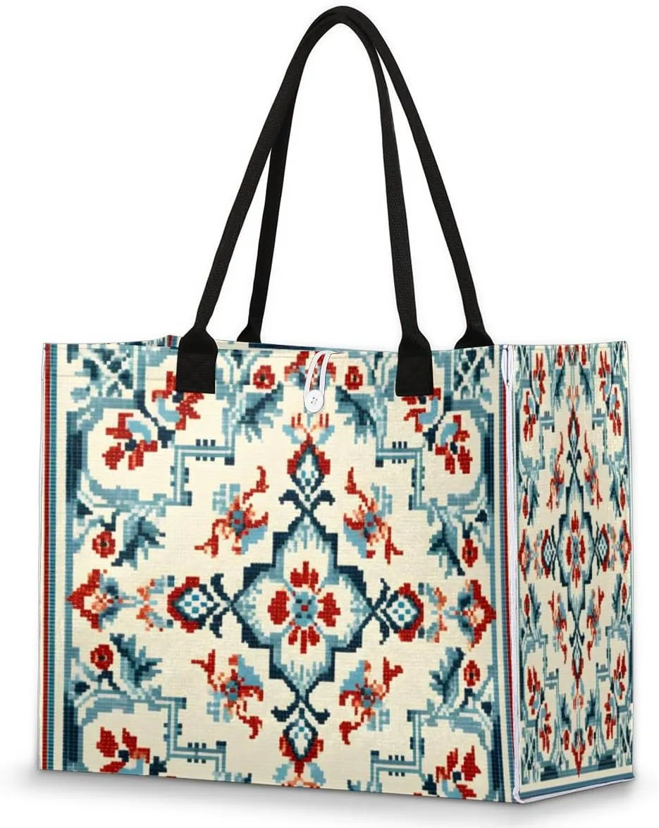 QsirBC Interesting Abstractions Decor Tote Bag for Women Shoulder Bags with Pockets Handbags Purses Large Totes