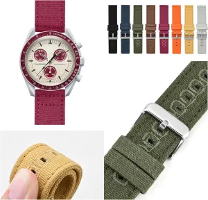 Quick Release Canvas Straps For Omega Watches, Replacement Canvas Nylon Watch Band For Breitling Watches, Canvas Watch Band 18mm, 19mm, 20mm, 22mm,24mm