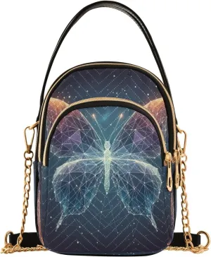 Quilted Crossbody Bags for Women,Butterflies Are Composed Of Polygons Women's Crossbody Handbags Small Travel Purses Phone Bag