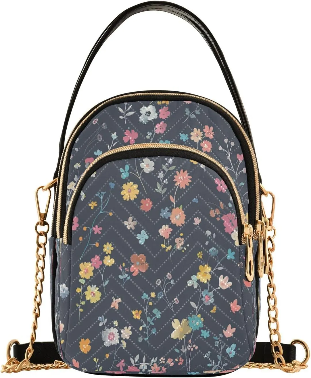 Quilted Crossbody Bags for Women,Hope Blooms Teal Flowers Women's Crossbody Handbags Small Travel Purses Phone Bag