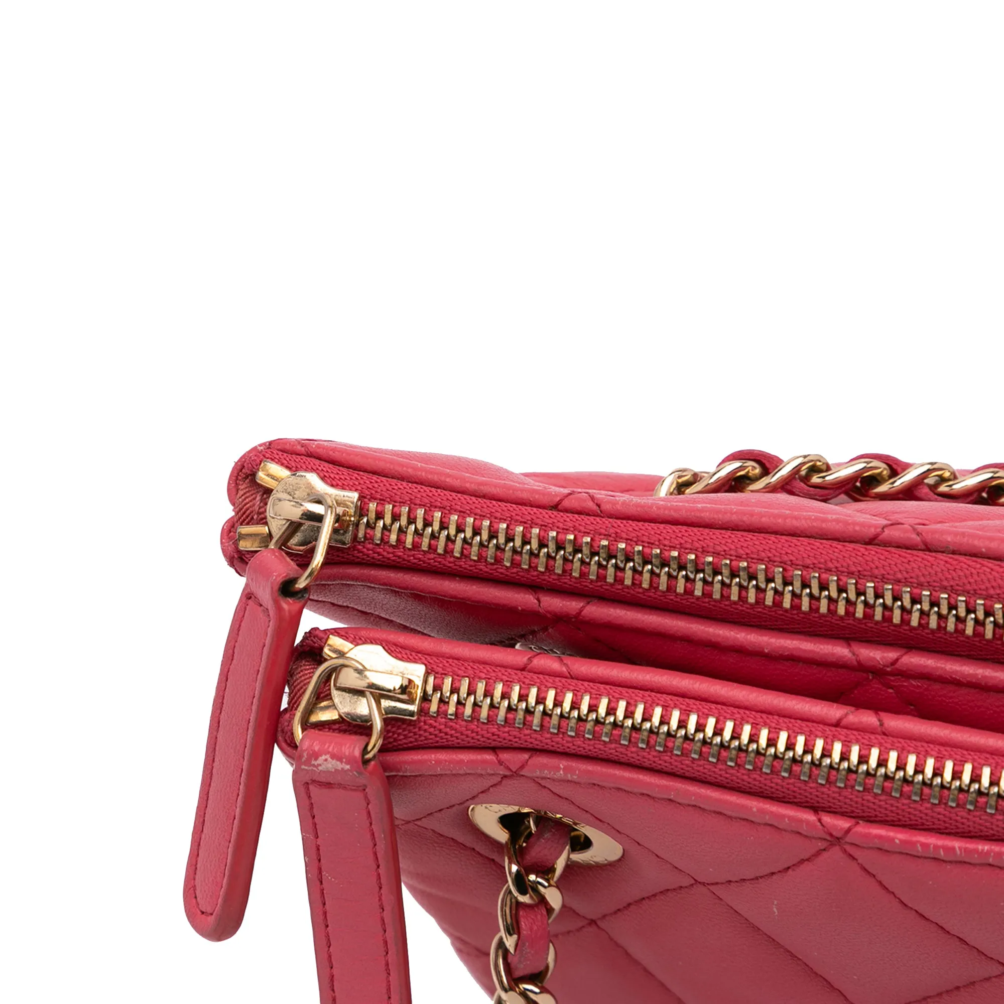 Quilted Lambskin Double Case with Chain