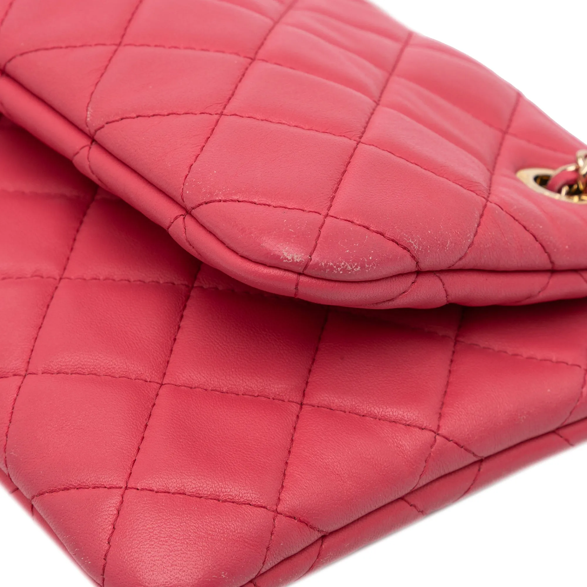 Quilted Lambskin Double Case with Chain
