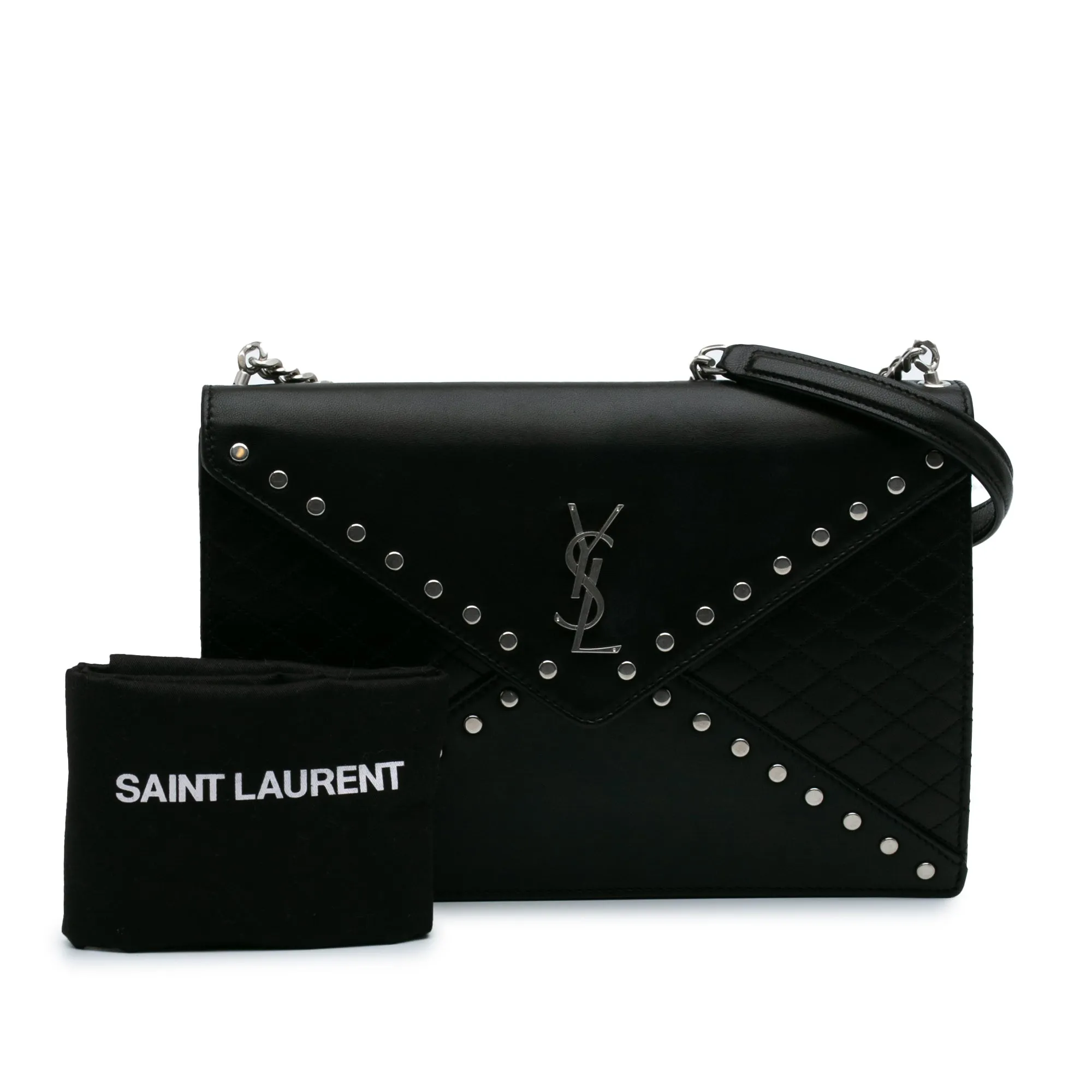 Quilted Lambskin Studded Monogram Gaby Shoulder Bag