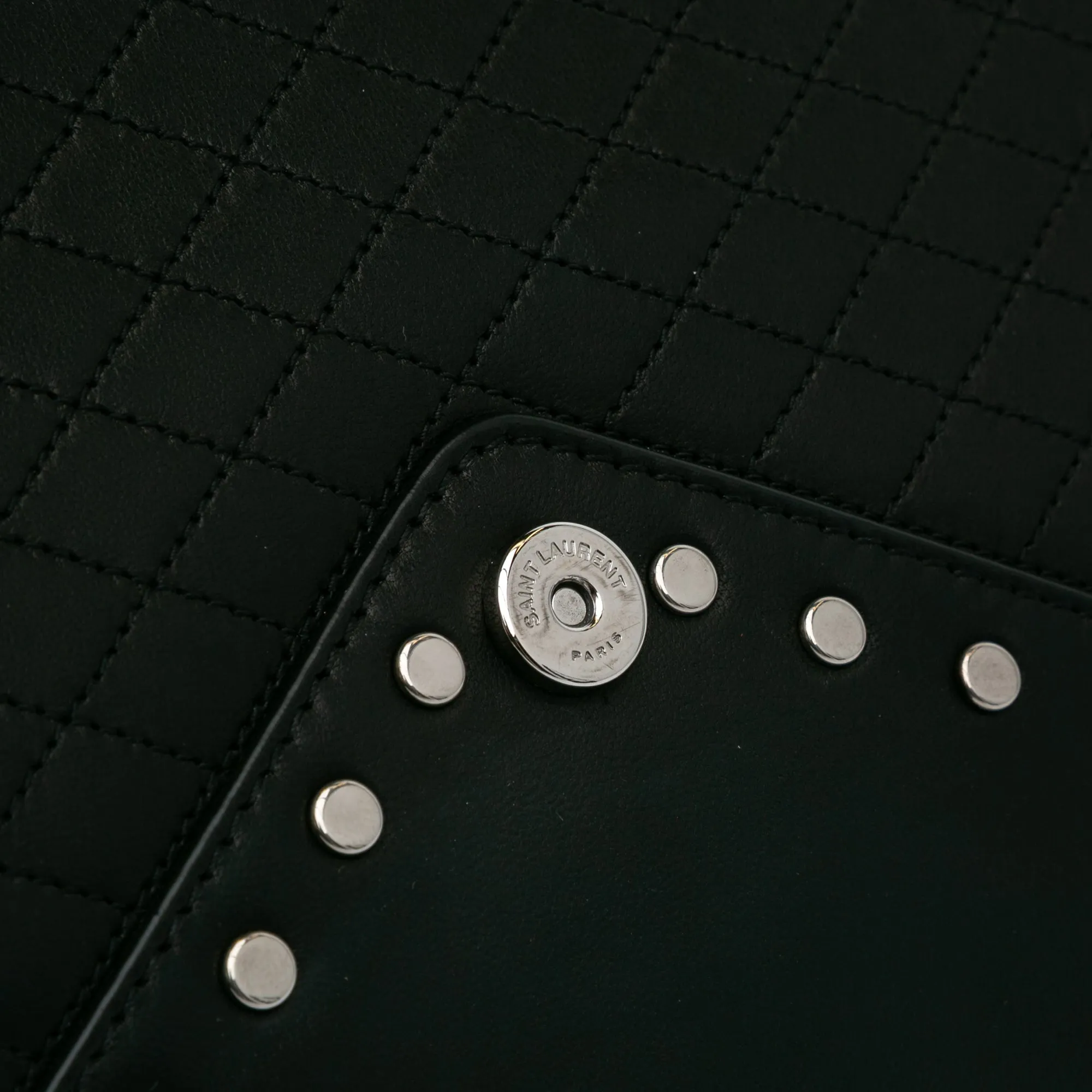 Quilted Lambskin Studded Monogram Gaby Shoulder Bag