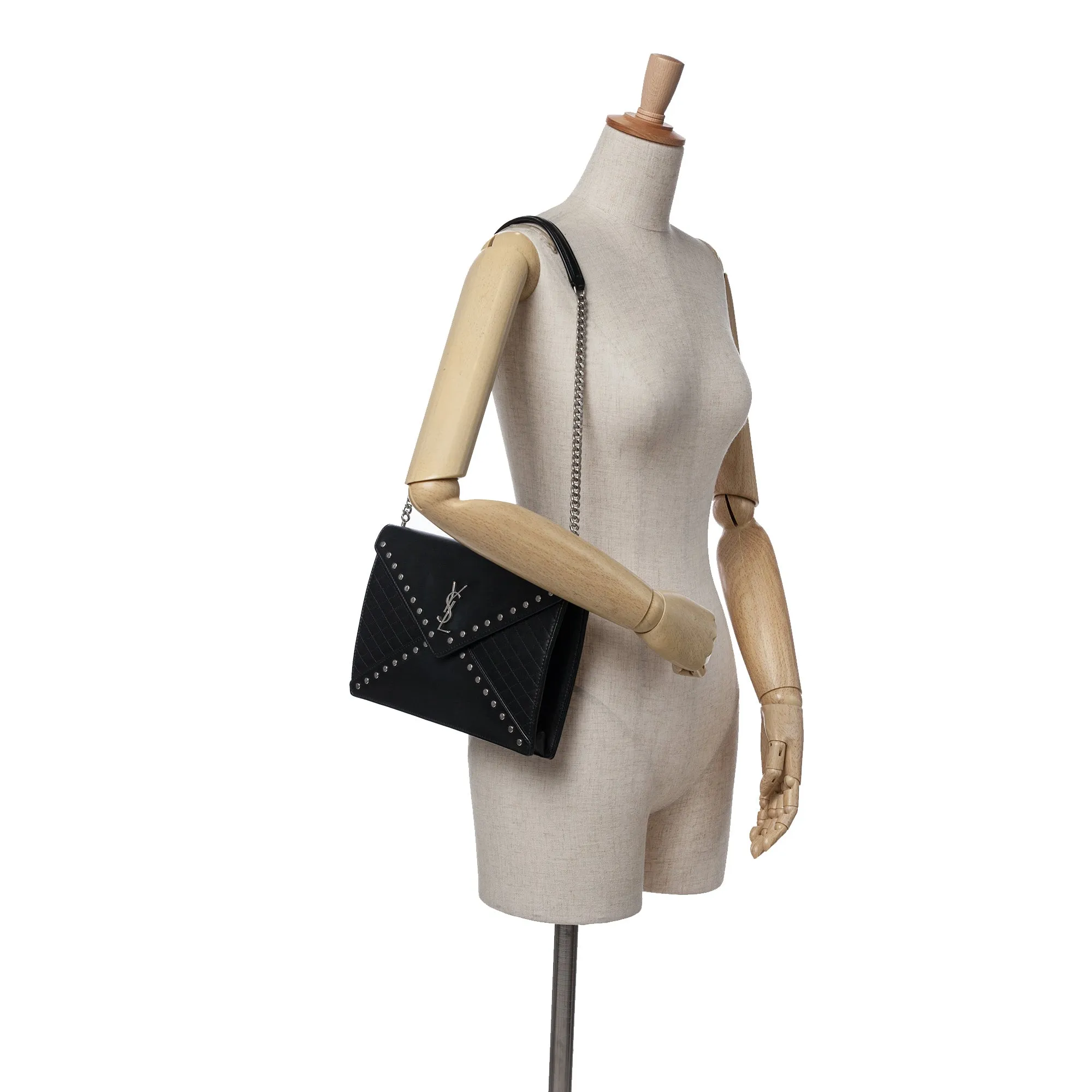 Quilted Lambskin Studded Monogram Gaby Shoulder Bag