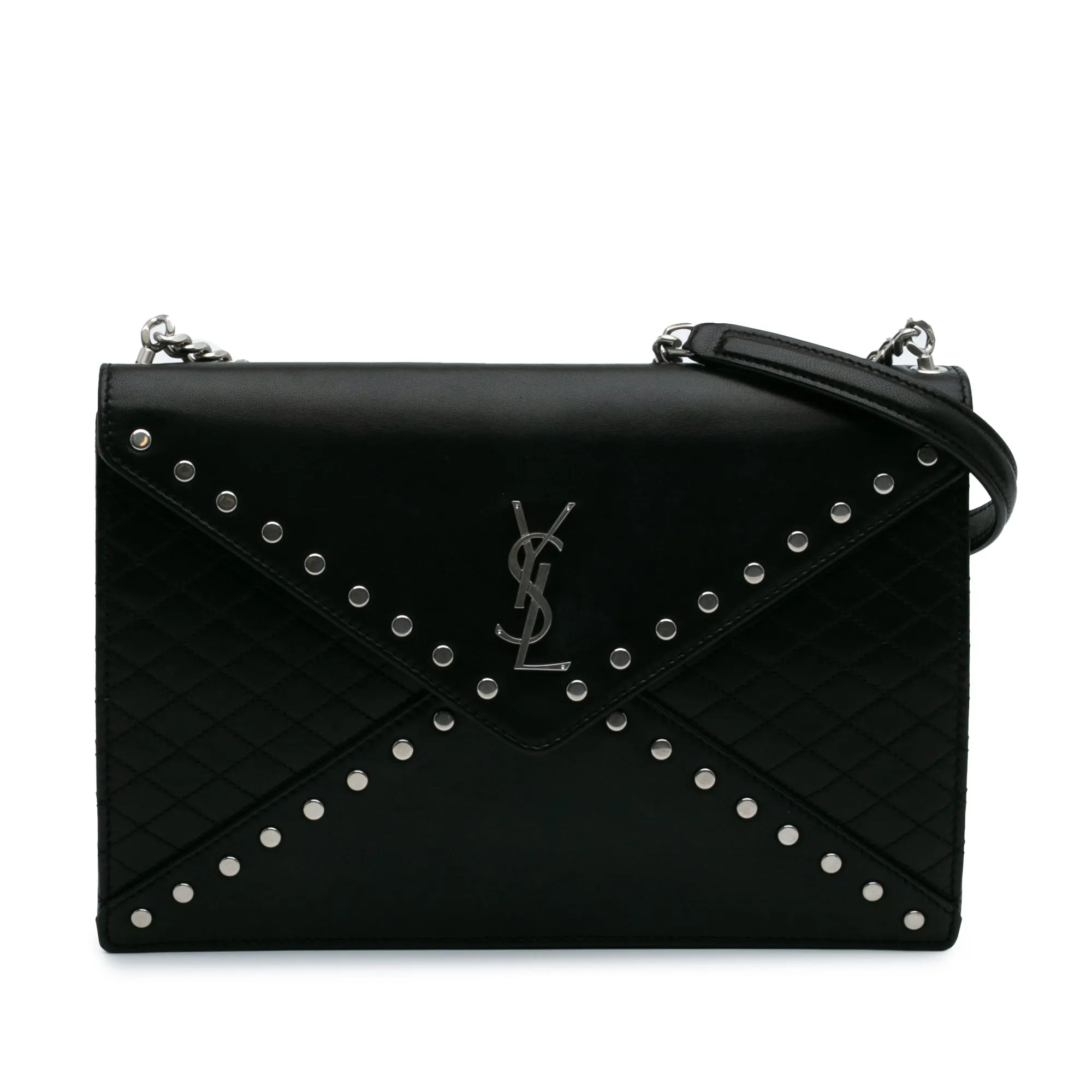 Quilted Lambskin Studded Monogram Gaby Shoulder Bag
