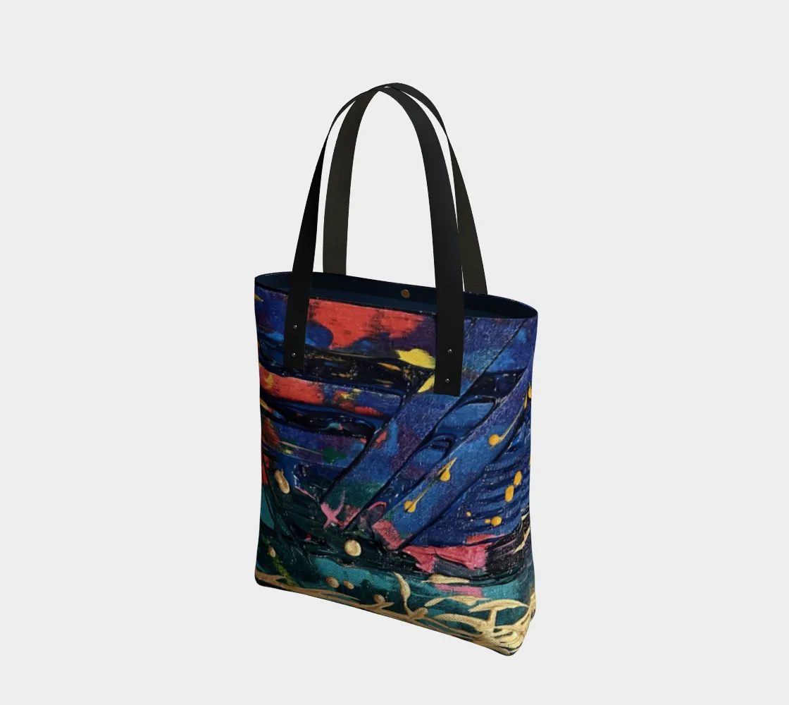 "Living Colours of Renison" Tote (Blue, Red, Green, Yellow)
