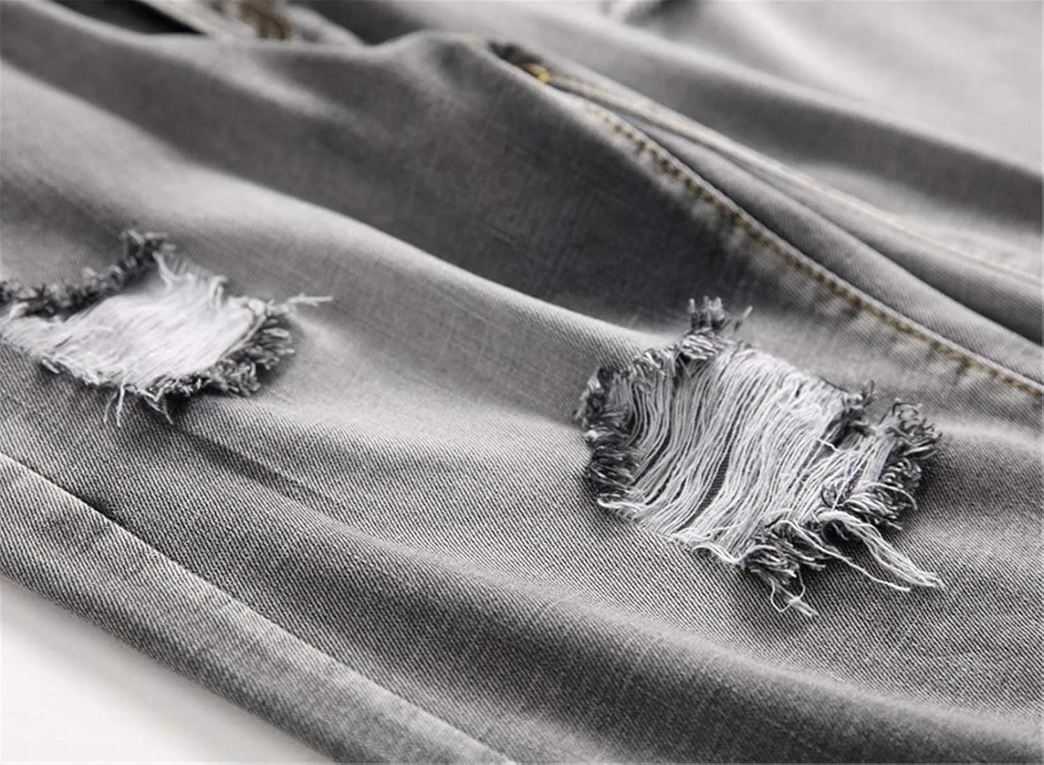 QZH.DUAO Men's Ripped Denim Shorts & Jeans Summer Casual Classic Straight Distressed Ripped Short Jeans