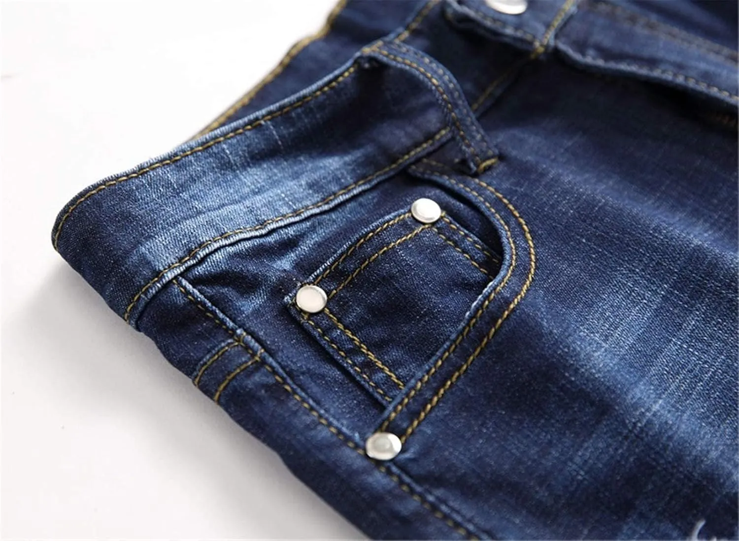 QZH.DUAO Men's Ripped Denim Shorts & Jeans Summer Casual Classic Straight Distressed Ripped Short Jeans