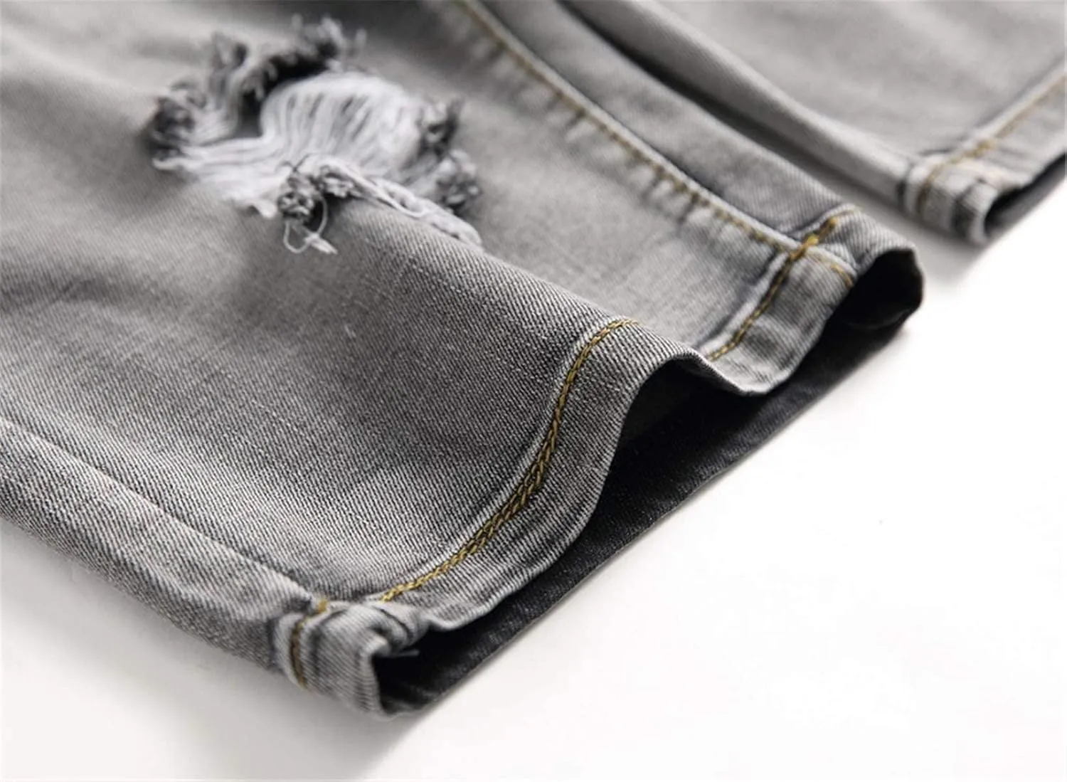 QZH.DUAO Men's Ripped Denim Shorts & Jeans Summer Casual Classic Straight Distressed Ripped Short Jeans