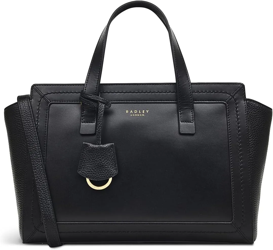 RADLEY London Marston Mews Women's Medium Leather Ziptop Satchel Bag, Black