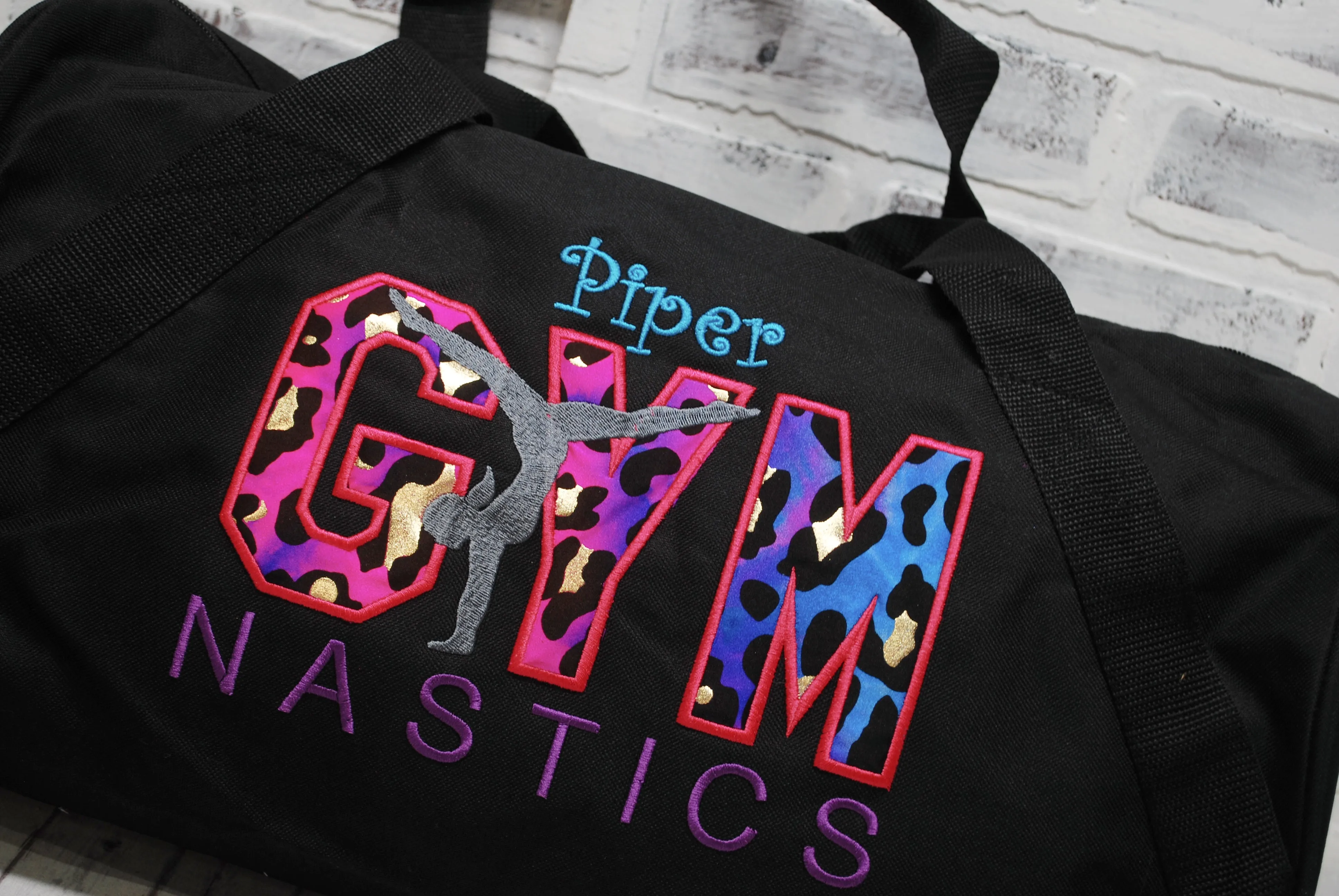 Rainbow Leopard Personalized Gymnastics Tote or Duffle Bag