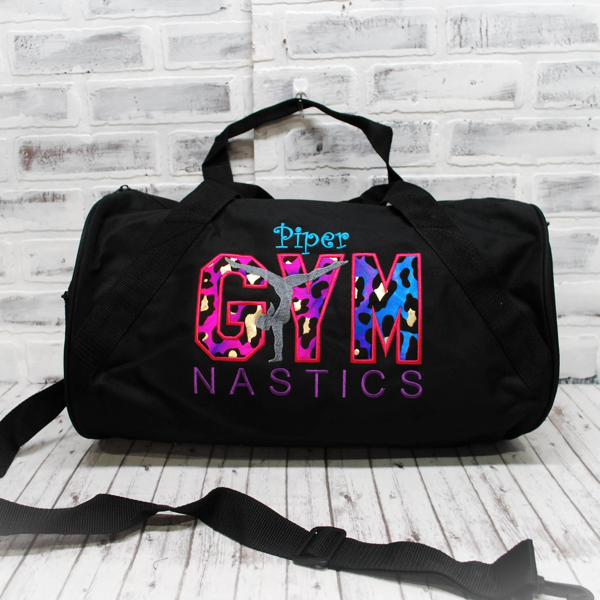 Rainbow Leopard Personalized Gymnastics Tote or Duffle Bag