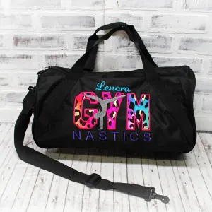 Rainbow Leopard Personalized Gymnastics Tote or Duffle Bag