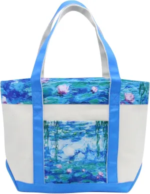 RainCaper Fine Art Large Cotton Canvas Tote Bag Roomy Heavy Duty Sturdy Boat Bag Zippered Top Lots of Pockets Shoulder Straps