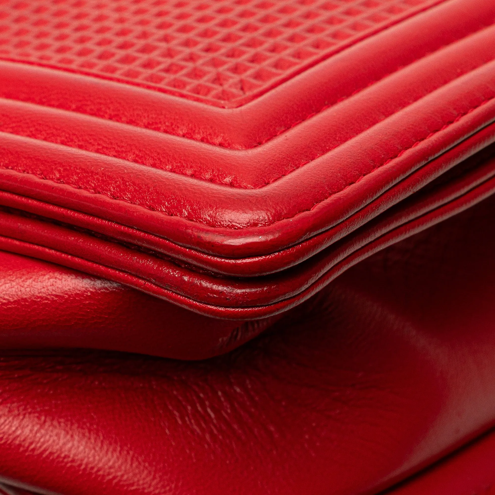 Red Chanel Medium Embossed Lambskin Cube Boy Flap Crossbody Bag