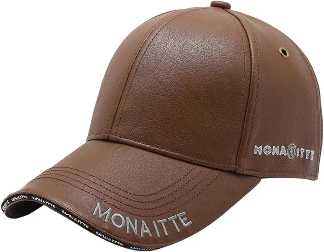 Regular Baseball Cap, Men's Adjustable Structure PU Classic Baseball Cap, Suitable for Elderly Father
