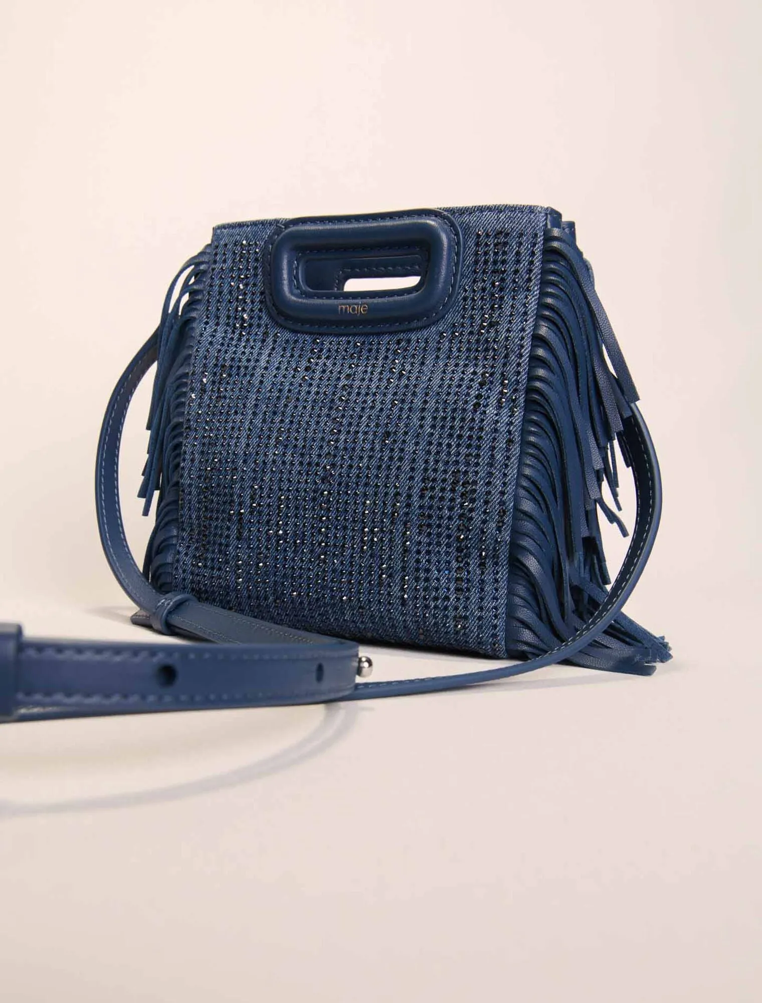 Rhinestone denim m mini bag