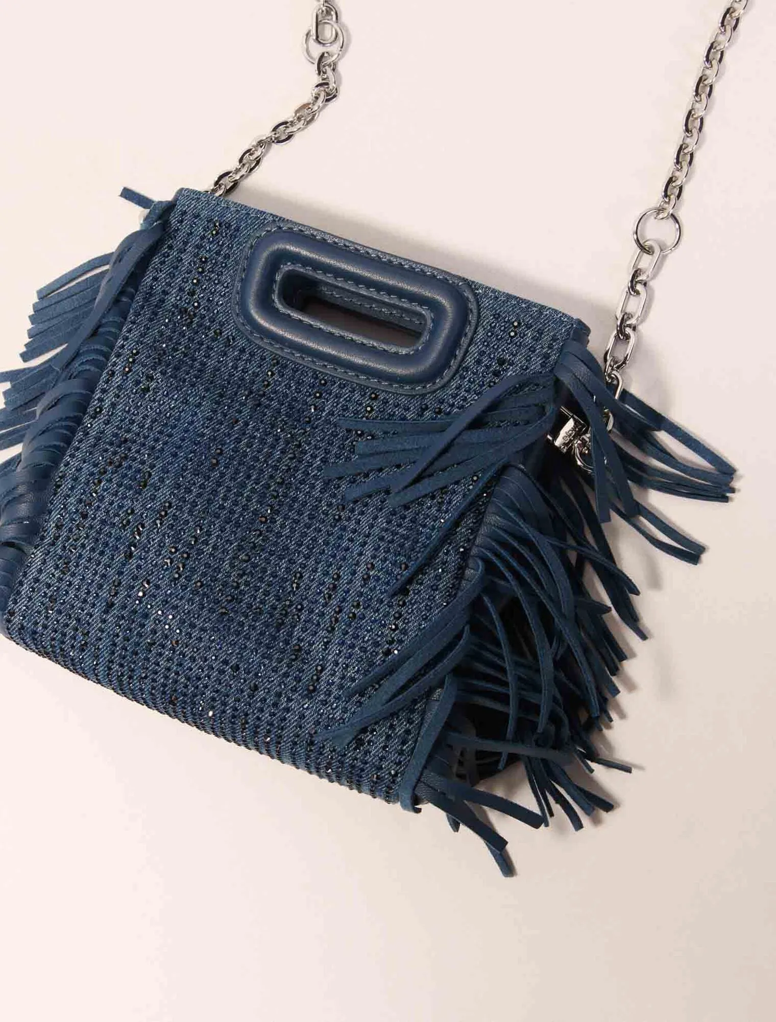 Rhinestone denim m mini bag