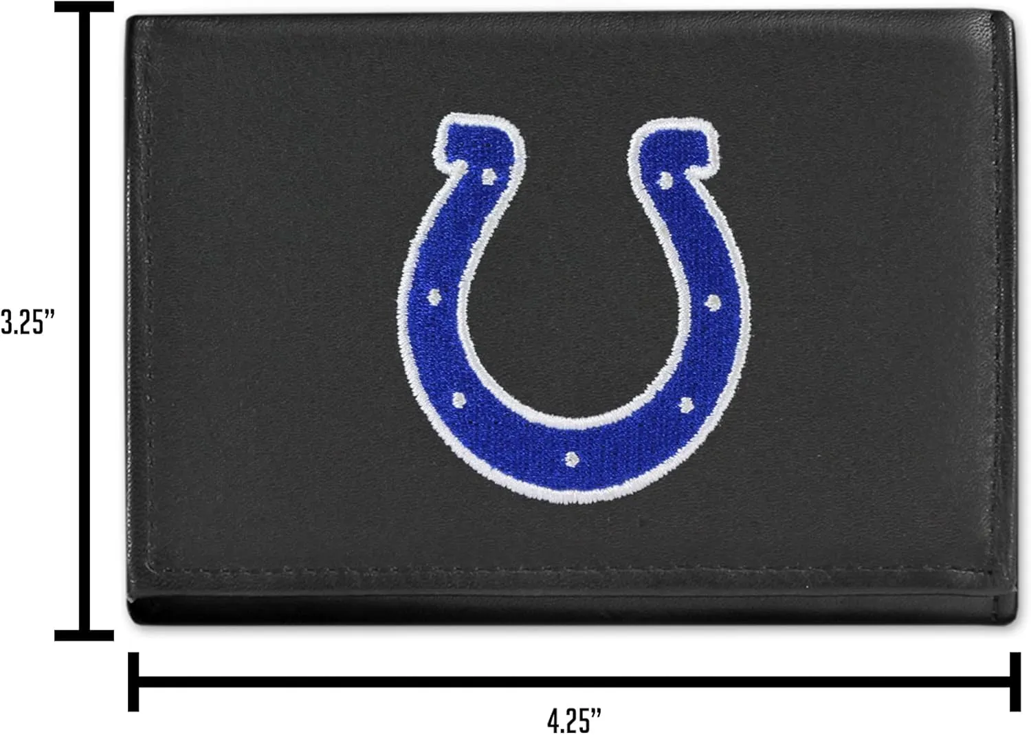Rico Industries NFL Embroidered Genuine Leather Tri-fold Wallet 3.25" x 4.25" - Slim