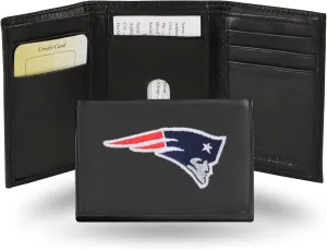 Rico Industries NFL Embroidered Genuine Leather Tri-fold Wallet 3.25" x 4.25" - Slim