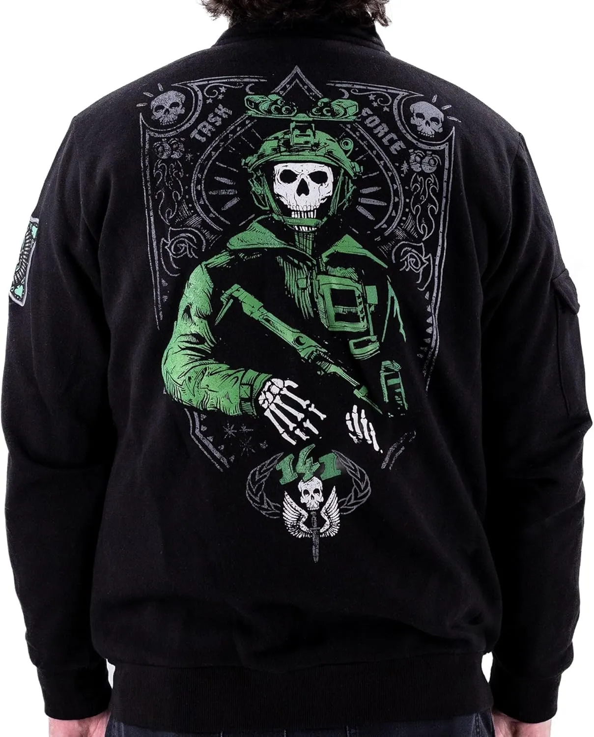 Ripple Junction Call of Duty Men's Military Cargo Full Zip Jacket Ghost Task Force 141 Embroidery Patches Officially Licensed
