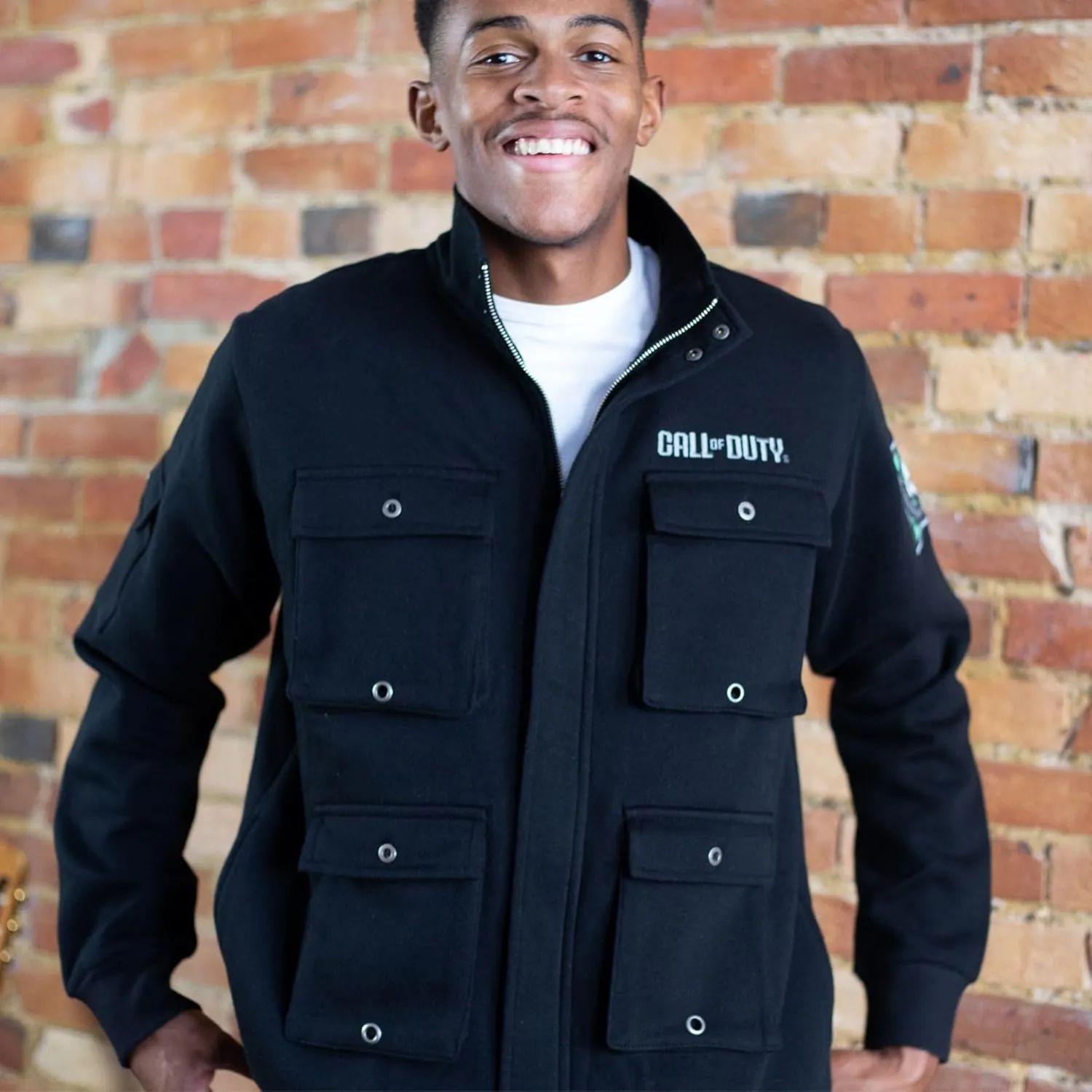 Ripple Junction Call of Duty Men's Military Cargo Full Zip Jacket Ghost Task Force 141 Embroidery Patches Officially Licensed