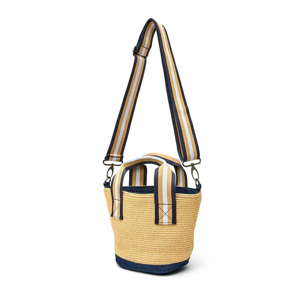 Riviera Bucket Raffia Denim Mini Tote