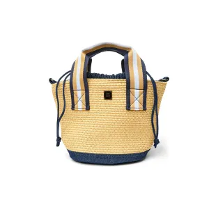 Riviera Bucket Raffia Denim Mini Tote