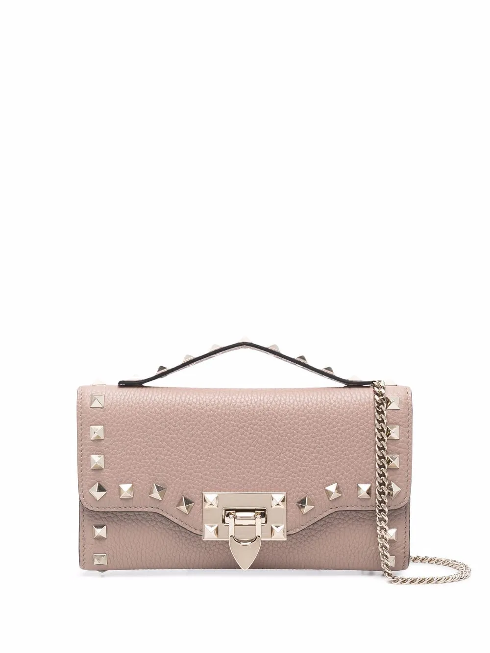 Rockstud leather wallet on chain