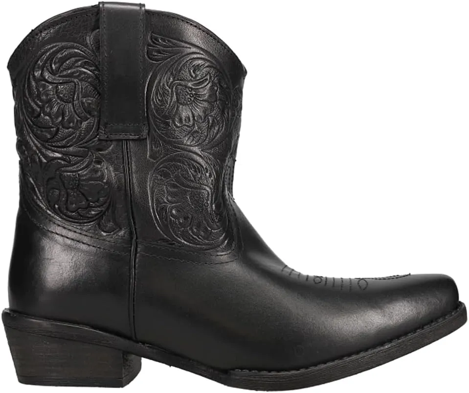ROPER Womens Dusty Embossed Snip Toe Casual Boots Ankle Low Heel 1-2" - Black