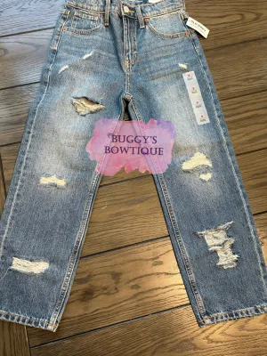 RTS Old Navy Distressed Denim Size 8 High Rise Slouchy Straight