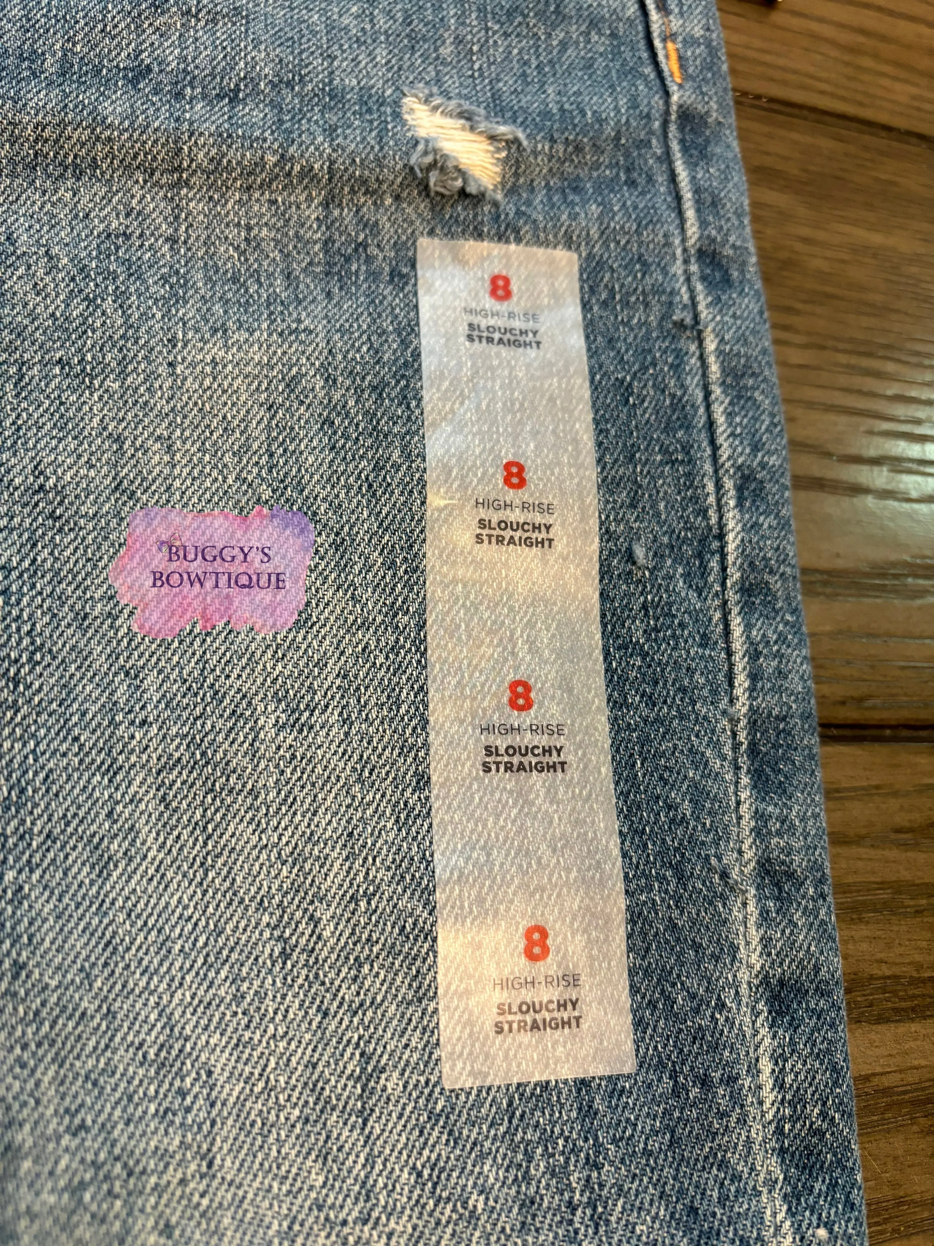 RTS Old Navy Distressed Denim Size 8 High Rise Slouchy Straight