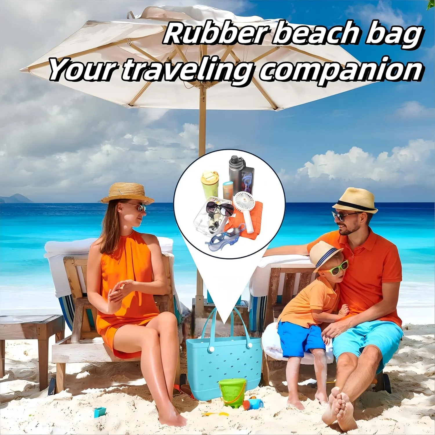 Rubber Beach Tote Bag,Washable and Durable Open Rubber bag for Beach Pool Yoga Fitness