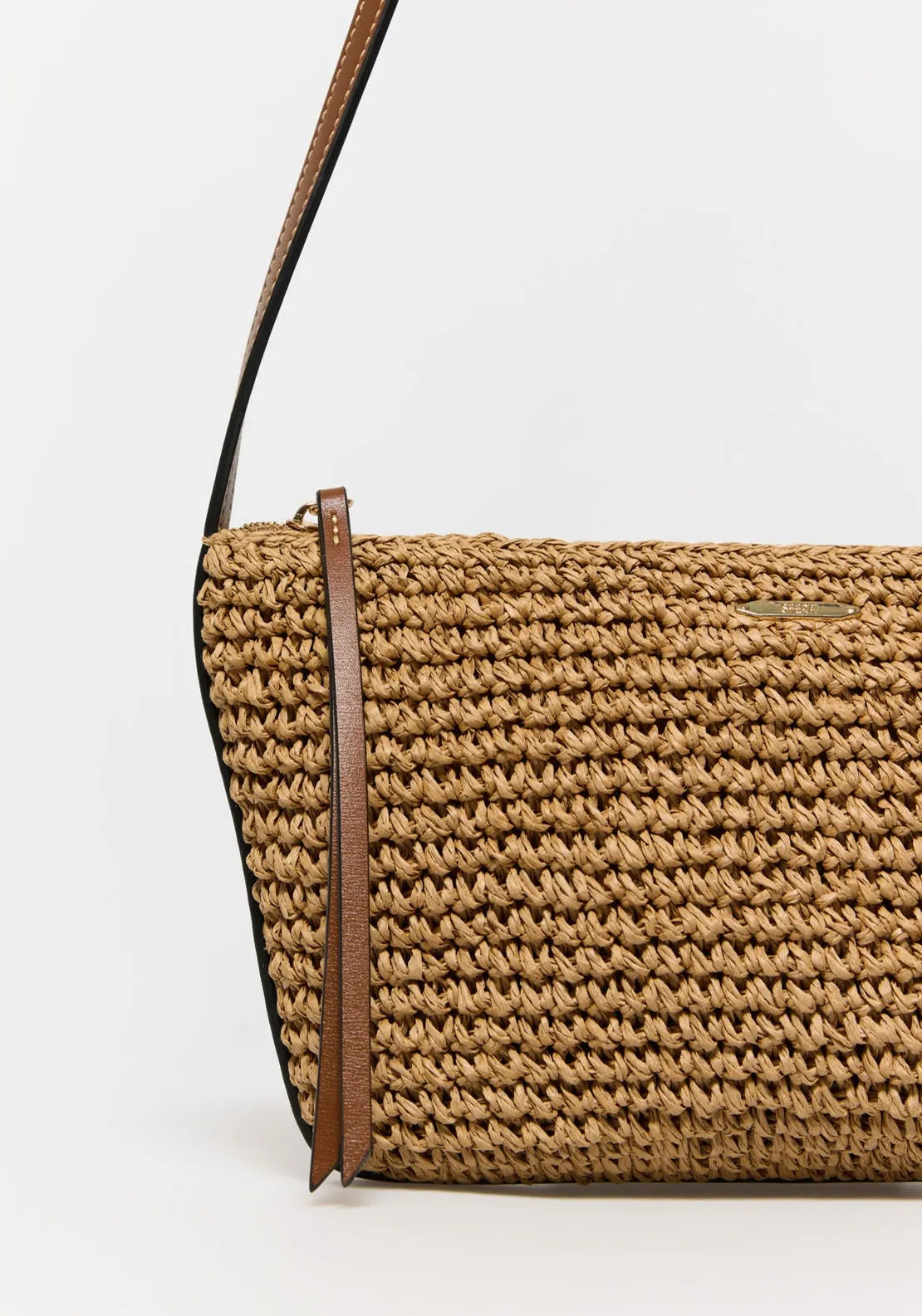Rustic Zipper Crossbody Bag - Camel