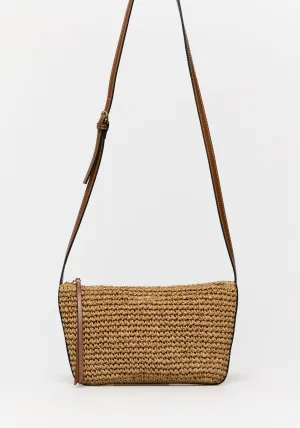 Rustic Zipper Crossbody Bag - Camel