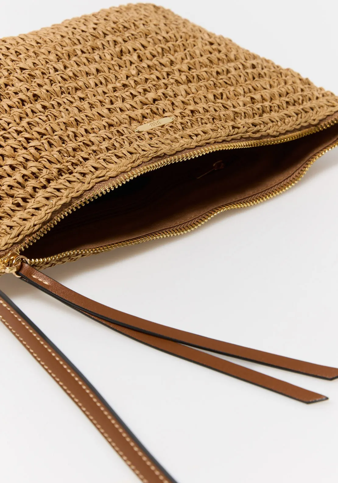 Rustic Zipper Crossbody Bag - Camel