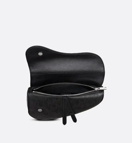 Saddle Bag • Black Dior Oblique Galaxy Leather