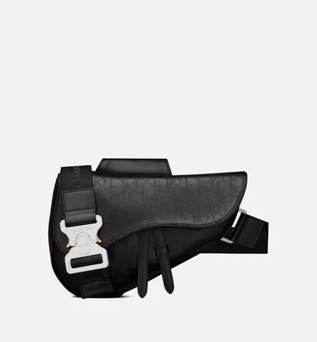 Saddle Bag • Black Dior Oblique Galaxy Leather