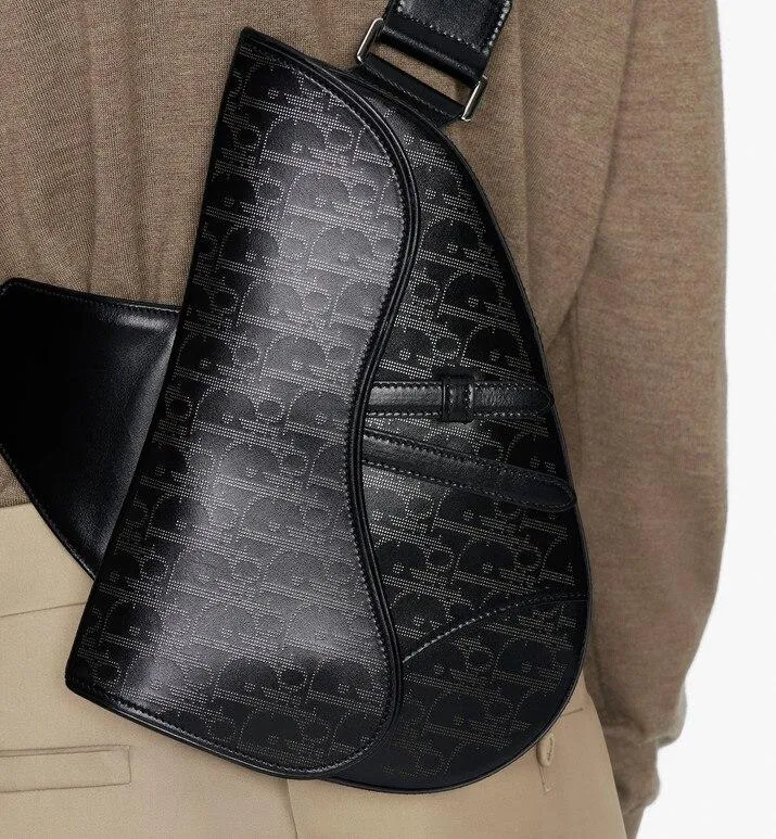Saddle Bag • Black Dior Oblique Galaxy Leather