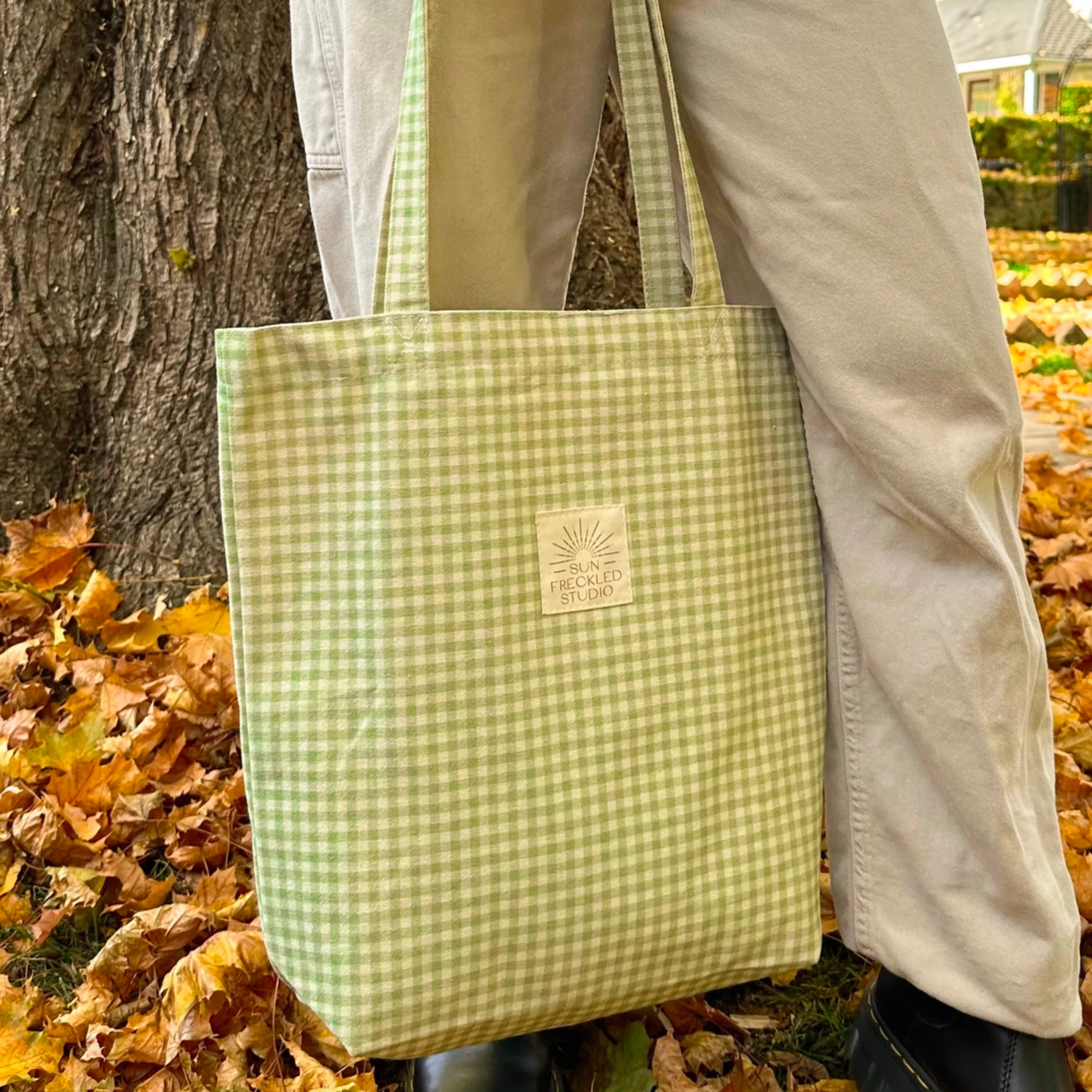 Sage Gingham Tote Bag
