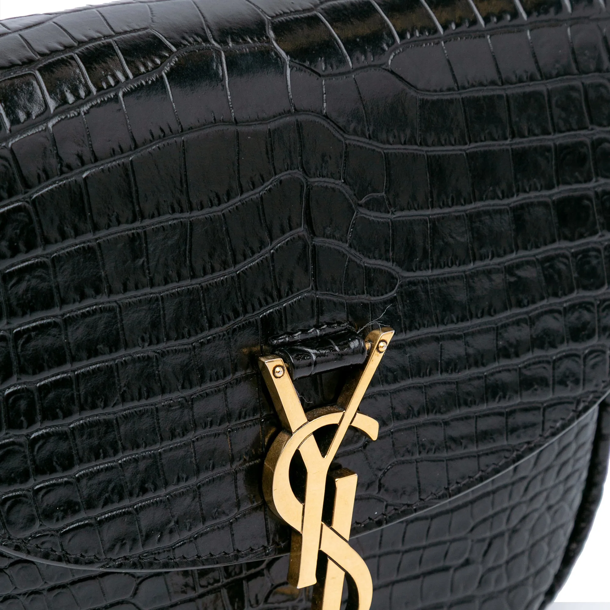 Saint Laurent Small Croc Embossed Monogram Kaia Crossbody