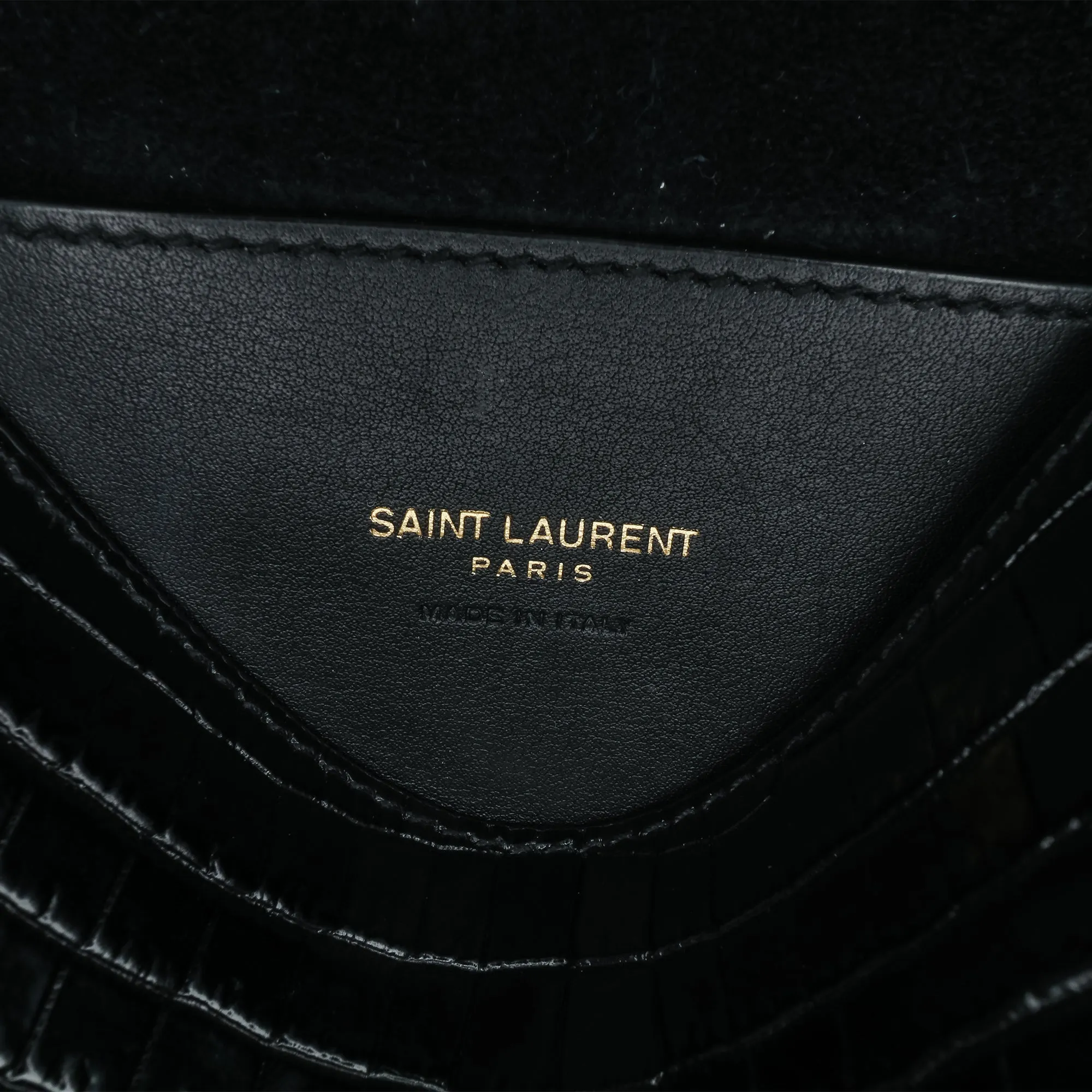 Saint Laurent Small Croc Embossed Monogram Kaia Crossbody