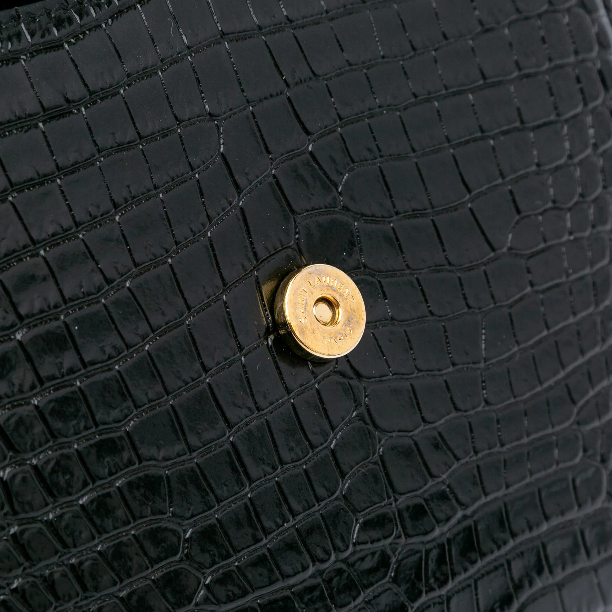 Saint Laurent Small Croc Embossed Monogram Kaia Crossbody