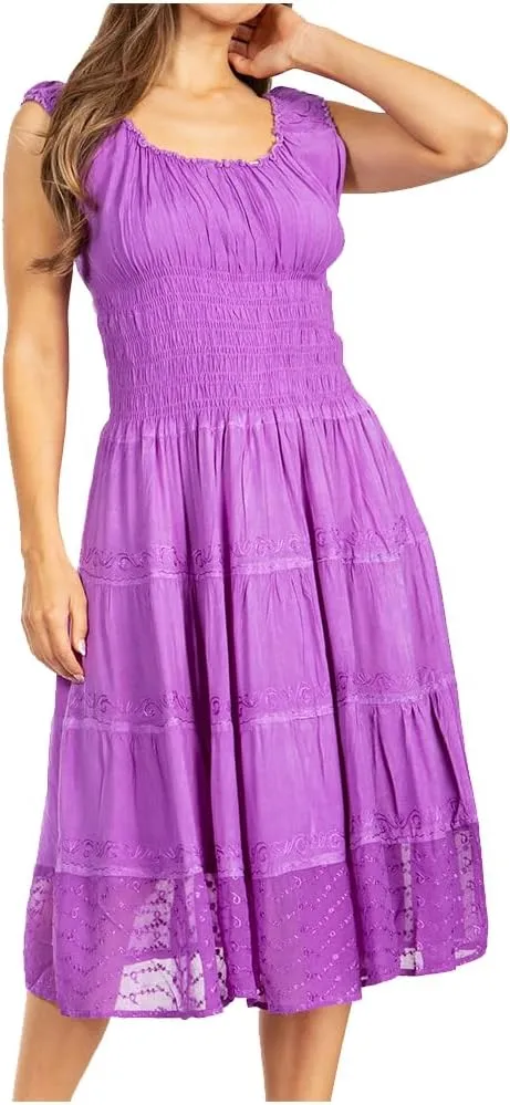 Sakkas Womens Mid Length Spring Maiden Ombre Peasant Dress