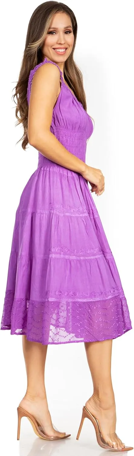 Sakkas Womens Mid Length Spring Maiden Ombre Peasant Dress