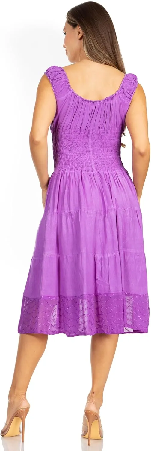 Sakkas Womens Mid Length Spring Maiden Ombre Peasant Dress