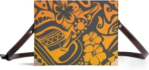 Samoa Floral Custom Vintage Women'S Rectangular Book Crossbody Bag Polynesian Book Storage Bag With Shoulder Strap