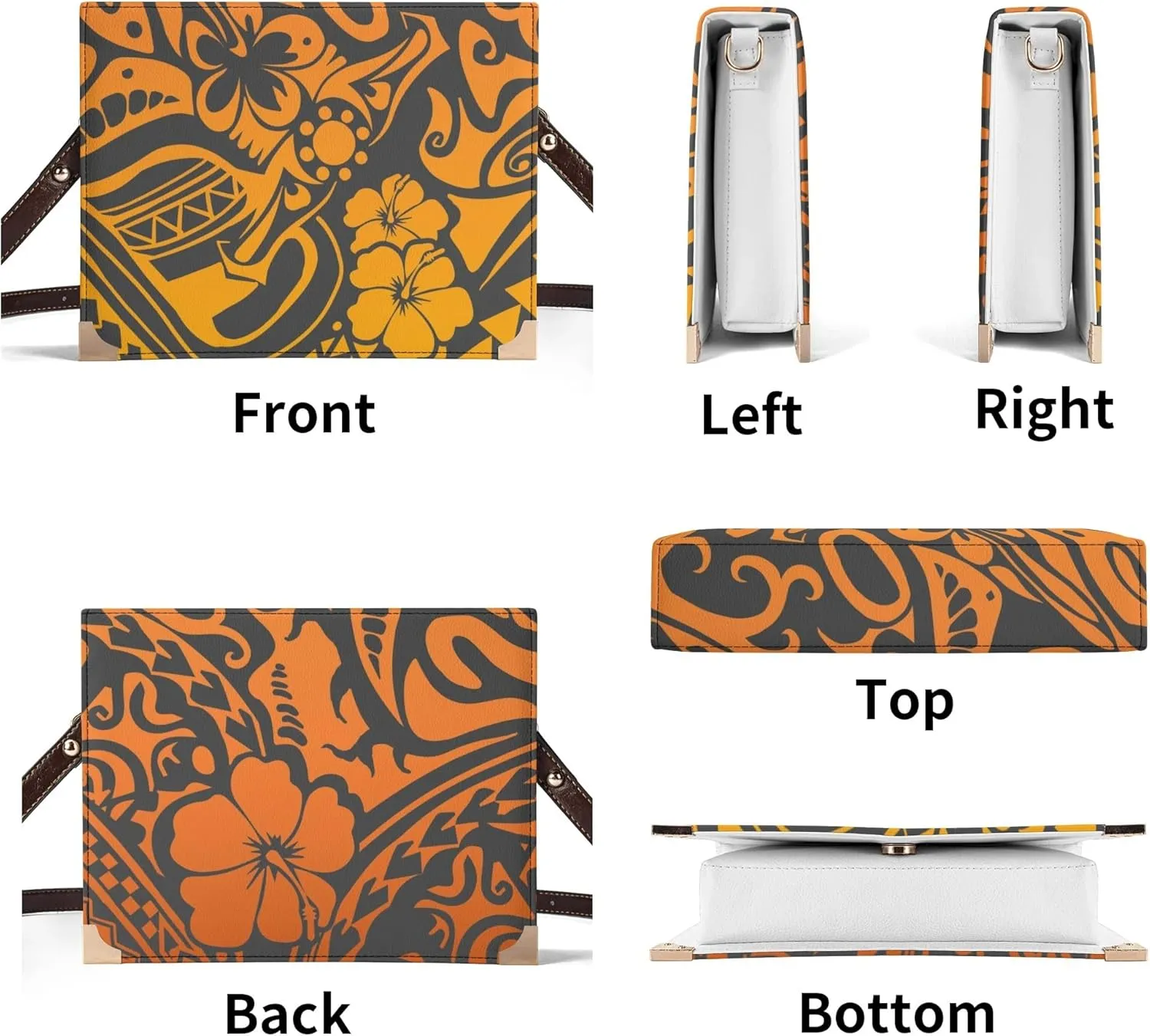 Samoa Floral Custom Vintage Women'S Rectangular Book Crossbody Bag Polynesian Book Storage Bag With Shoulder Strap